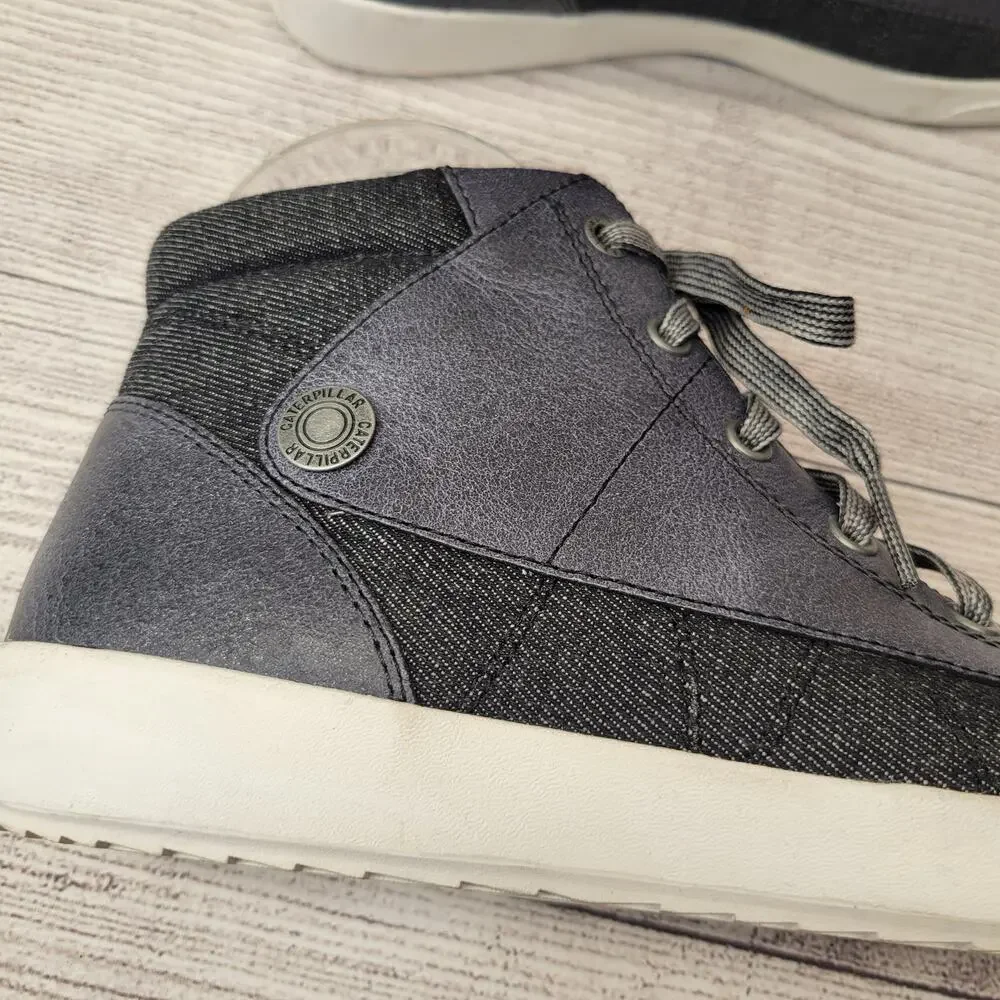CAT Betamax Black Silver High Top Lace Up Sneaker, EUC, 7
